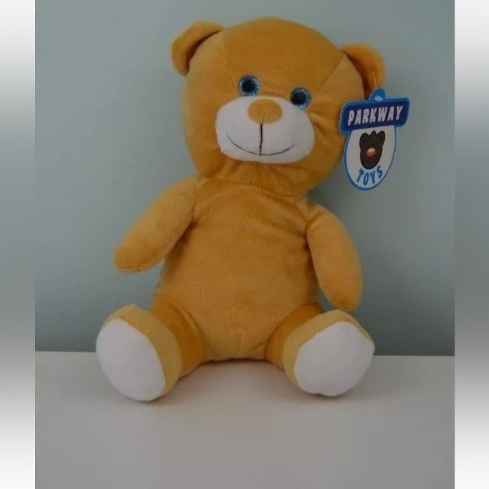 A & A Global Industries Teddy Bear Plush Stuffed Animal Tan White Blue Eyes 10"